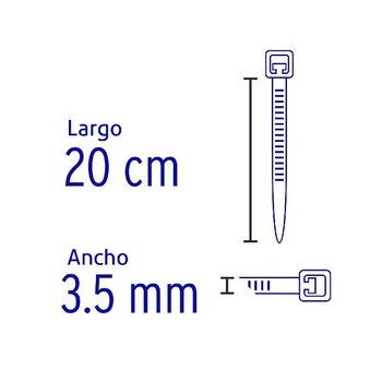 Cincho Plástico Volteck 20 cm Negro Tensión 18.14 kg 50 pz