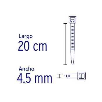 Cincho Plástico Volteck 20 cm Negro Tensión 22.68 kg 50 pz