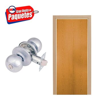 Paquete Puerta Tambor 90 x 213 cm HDF-Roble