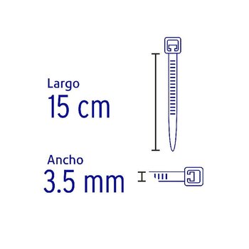 Cincho Plástico Volteck 15 cm Negro Tensión 18.14 kg 50 pz