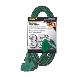 Extensión eléctrica verde PowerZone 3 tomas 10.66 m