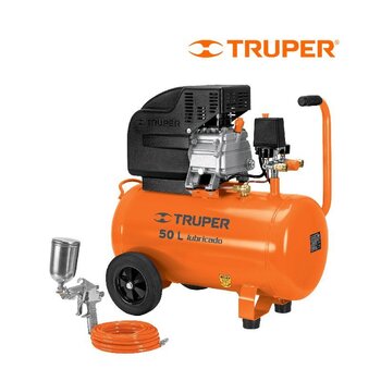 Kit Compresor Truper 50 l 4½ HP Manguera PVC Pistola