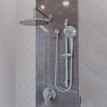 Regadera Cuadrada Plato Ancho 10 x 10 pulg 3 Chorros Cromo H-330