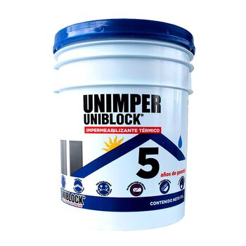 Impermeabilizante Acrílico Fibratado UNIMPER 5 Años Blanco 19L