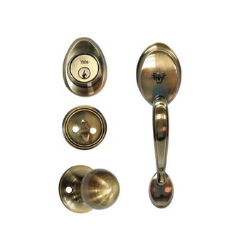 Cerradura Entrada Gatillo Yale Venecia Latón Antiguo