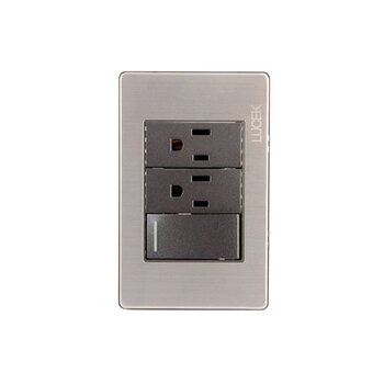 Placa 1 Apagador Sencillo 2 Contactos Lucek modelo BP20MA