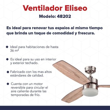 Ventilador de cielo CoolFan Eliseo niquel 52 pulg
