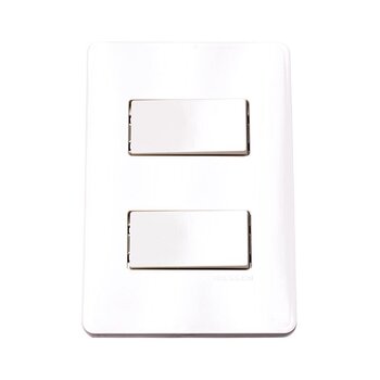 Placa 2 Apagadores Sencillos Unno Blanco