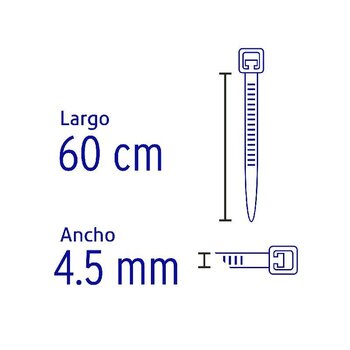 Cincho Plástico Volteck 60 cm Natural Tensión 22 kg 25 pz