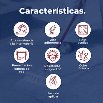 Impermeabilizante Acrílico Fibratado Diablo Rojo Blanco 21.6 Lt