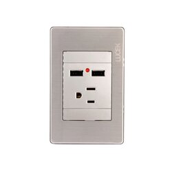 Placa 2 Tomas USB Contacto Sencillo marca Lucek modelo BP05MP