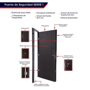Puerta de Seguridad 95 x 2.13 MTS 11 Bloqueos Derecha