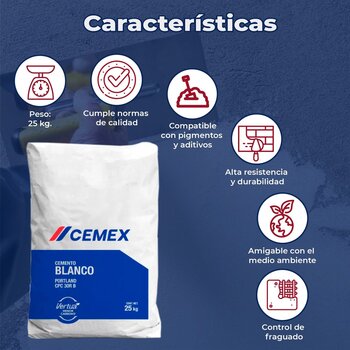 Cemento Blanco Cemex 25 kg