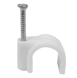 Grapa Curva Cable Coaxial Volteck 20 pz Blanca