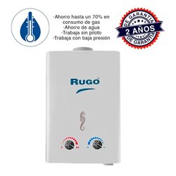 Calentador de Paso Instantáneo Rugo Gas Lp 8 l