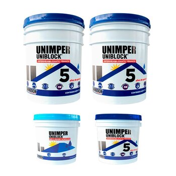 Paquete Unimper 5 Años Blanco Fibratado 19L + Sellador 40m2