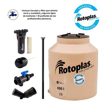 Tinaco Rotoplas Beige 450L Filtro y Herrajes Beige 0.85 x 0.99 m