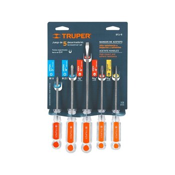 Desarmador Truper Mango de Acetato 5 pzas