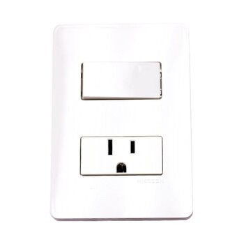 Placa 1 Apagador Sencillo 1 contacto 2P+T Unno Blanco