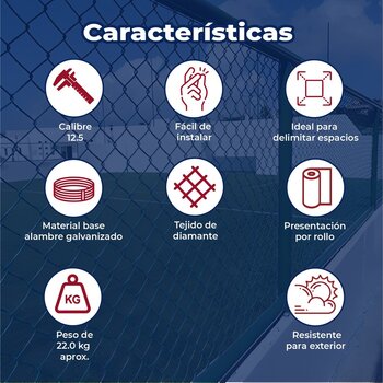 Malla Ciclónica Forrada DeAcero 1.25 x 20 ML Cal 12.5