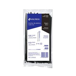 Cincho Plástico Volteck 25 cm Negro 50 pz